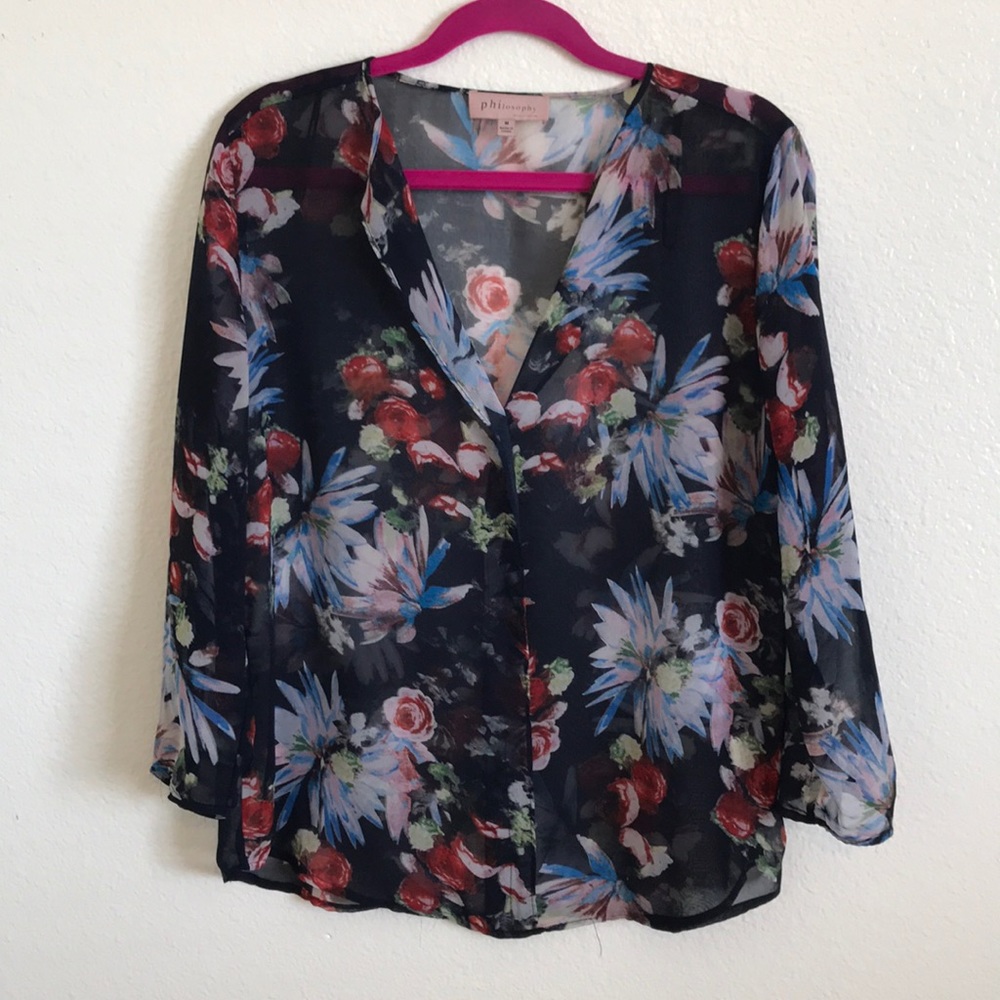 Philosophy brand flowery sheer blouse